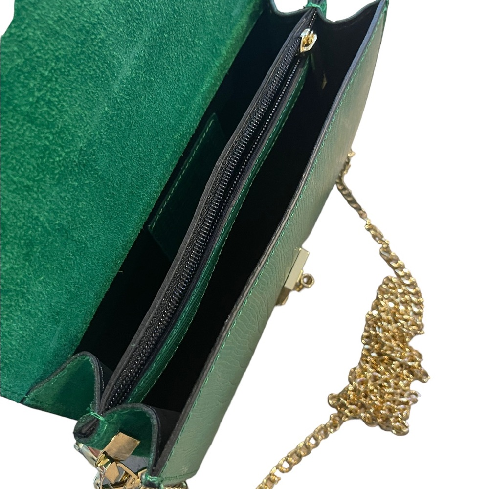 Viola Castellani Green Leather Chain Bag purse. - Picture 3 of 7